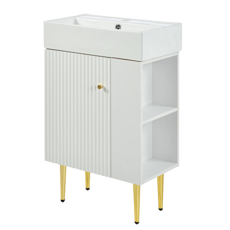 [Cabinet Only] 21.6" Bathroom vanity, white(Sink not included)