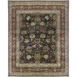 Hand-Knotted High-Quality Red, Brown, and Navy Area Rug