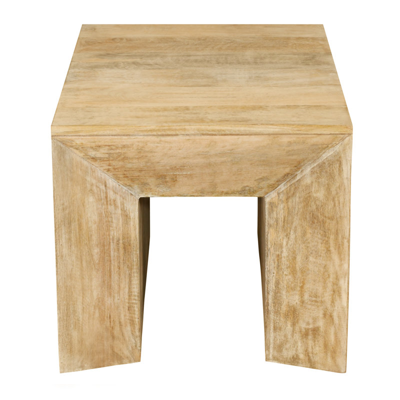 Table d'appoint Everette au fini naturel moderne sur bois de manguier massif