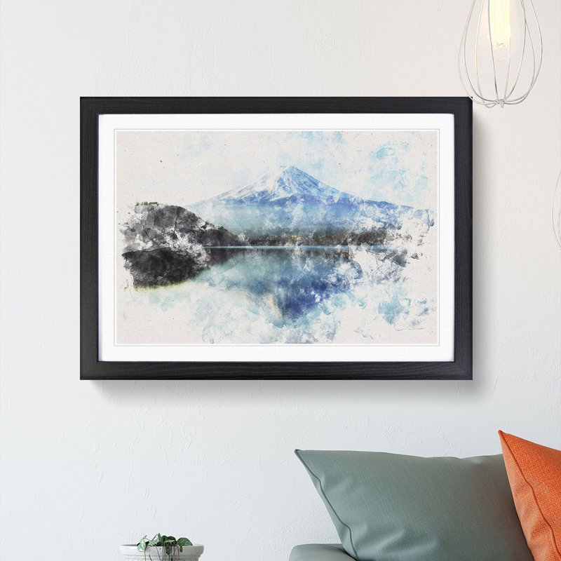 Mount Fuji in Japan - Framed Print, 62cm H x 87cm W x 2cm D, Black Framed