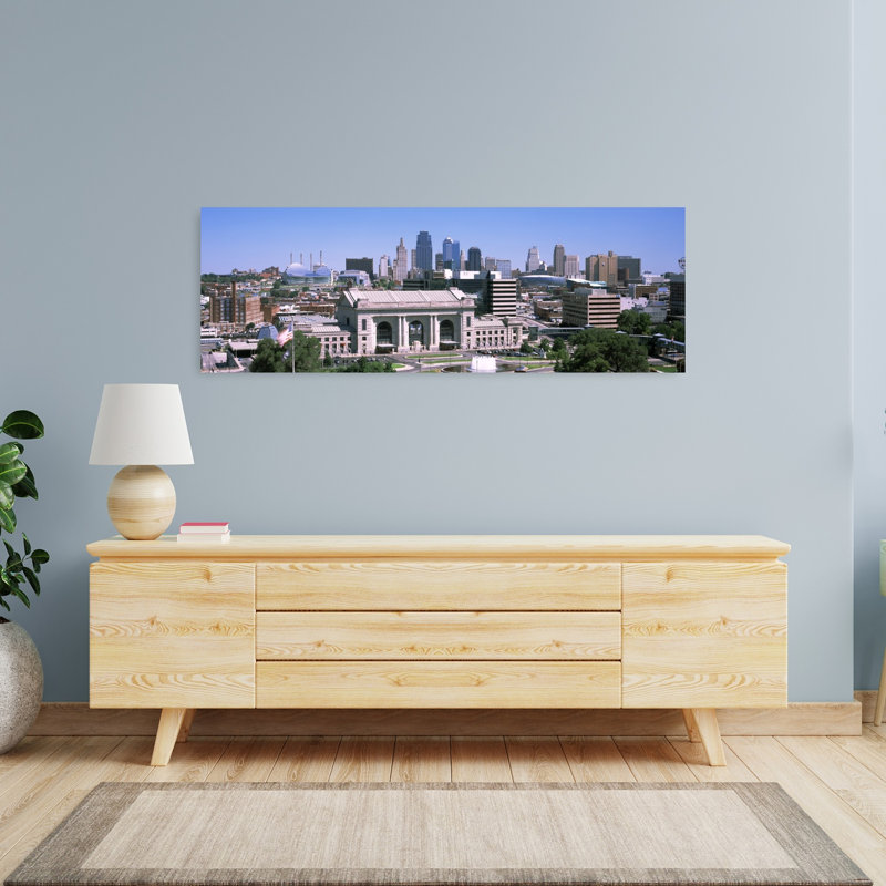 Union Station with city skyline in background Kansas City Missouri USA 1 Piece Wrapped Canvas Panoramic Wall Art