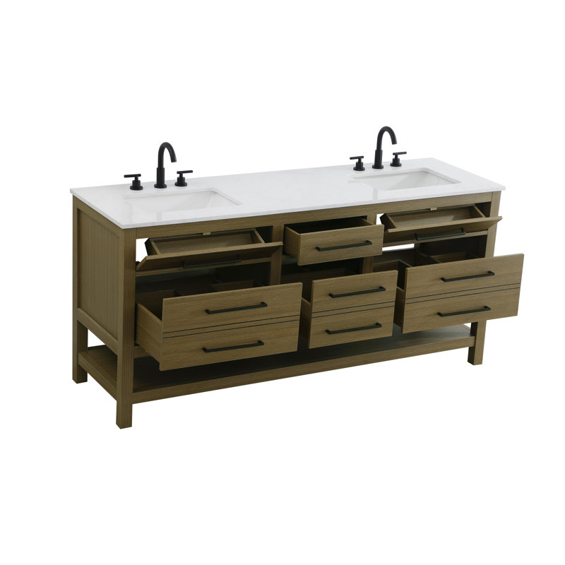 Meuble-lavabo double 72 po_Moderne_VF60572, Brun châtaigne