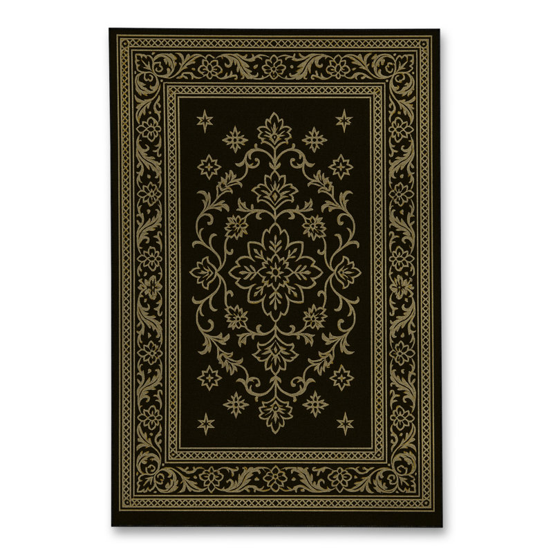 Tapis noir tissé à envers lavable classique Mosso, 6'7" x 9'10"