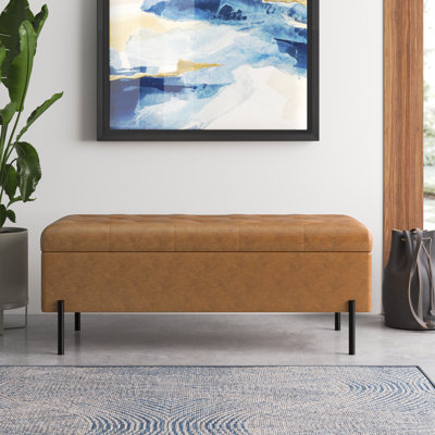 Brandey Faux Leather Upholstered Bench with Flip Top