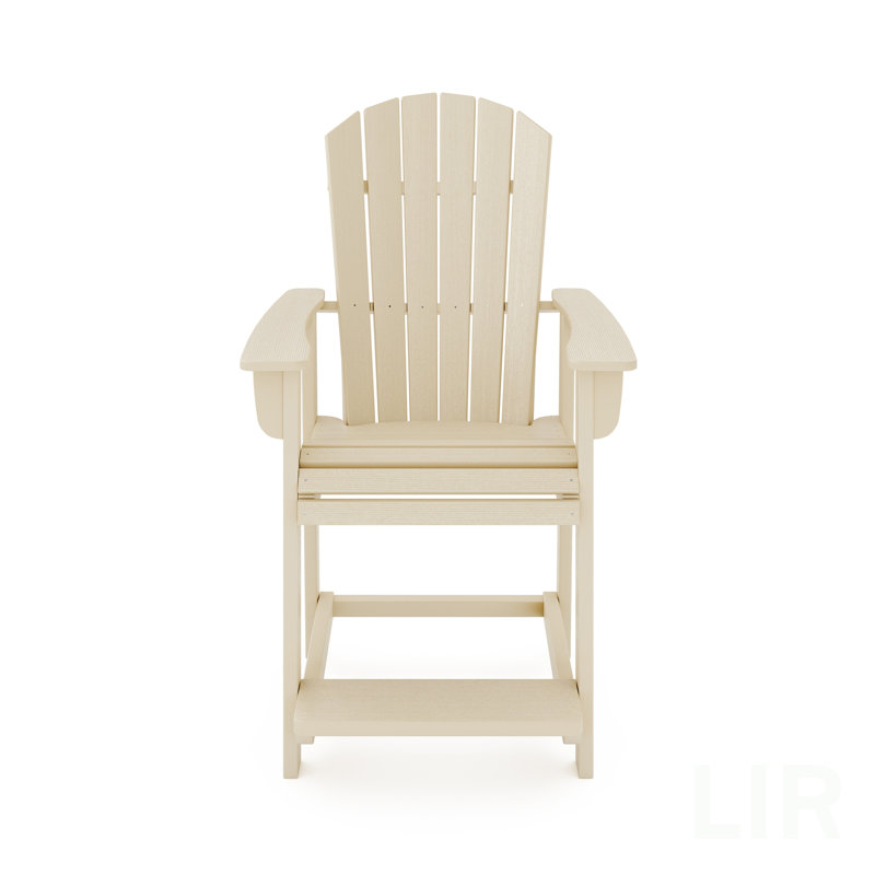Adirondack Style Counter Chair – Stylish HDPE Poly Lumber For Dining, Patio, And Garden Comfort, Chair, Beige