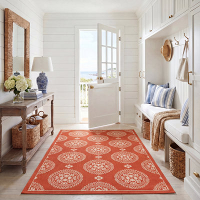 Brecht Floral Terracotta Indoor / Outdoor Area Indoor/Outdoor Area Rug
