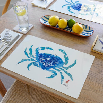 Napperon crabe bleu 4 pièces - décor de table de bord de mer