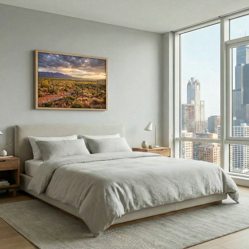 Ensemble de 1 tableau sur toile représentant un paysage désertique, H 36 po x l 48 po, Naturel