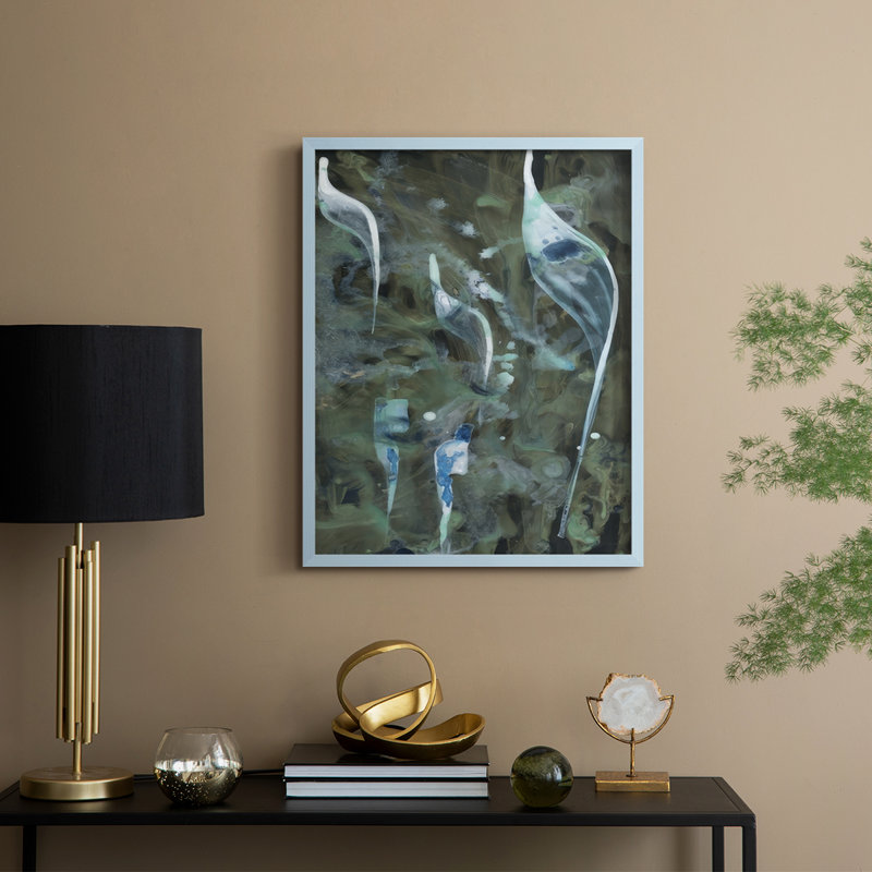 «Beginning in the Great Deep II», reproduction encadrée - bois massif, H 21 po x l 17 po, Bleu