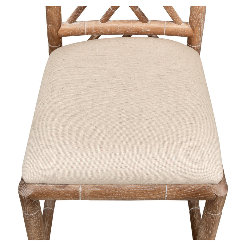 Brighton Fabric Cross Back Side Chair in Beige, Beige
