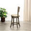 Counter Height Slat Back Stool With Swivel, Weathered Gray Finish, French Leather Sitting Swivel Design, Area