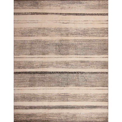 Tapis contemporain contemporain noir et crème One-of-a-Kind
