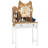 Small Vanity Desk w/ Mirror & Lights Cute Kitty Makeup Table w/Power Outlets
