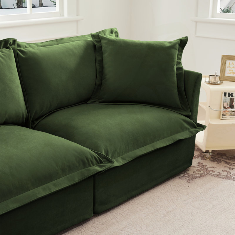 Comfortable Chenille Covey with Versatile Configurations for Living Spaces, Green Chenille