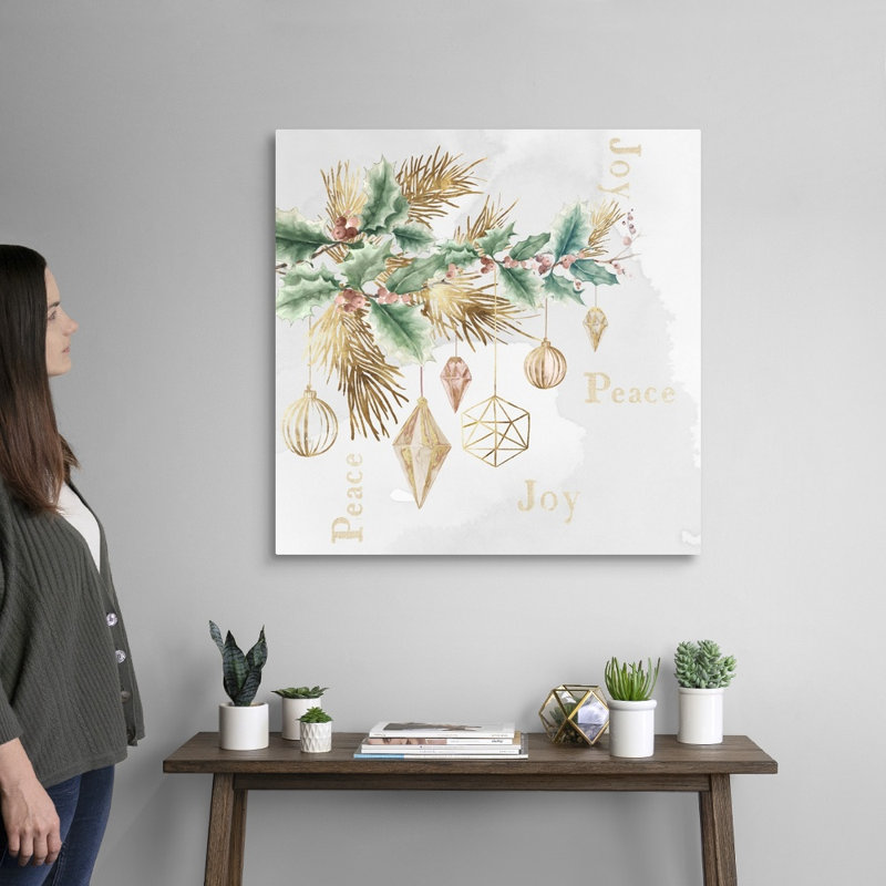 Peace & Joy Branch-impression d’art textuel sur toile, H 30 po x l 30 po x P 1,25 po, Toile tendue