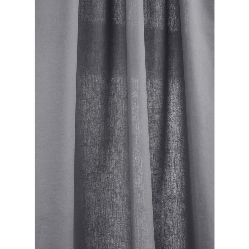 Cotton Linen Curtain with Rod Pocket, Grey, 52" W x 96" L