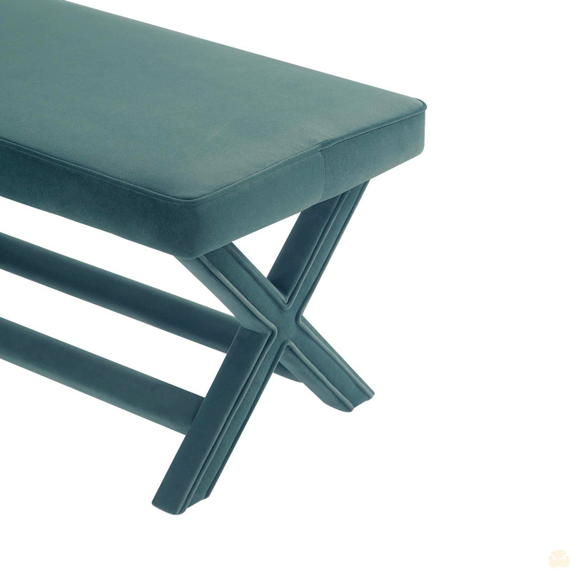 Upholstered Velvet Accent Bench, Green
