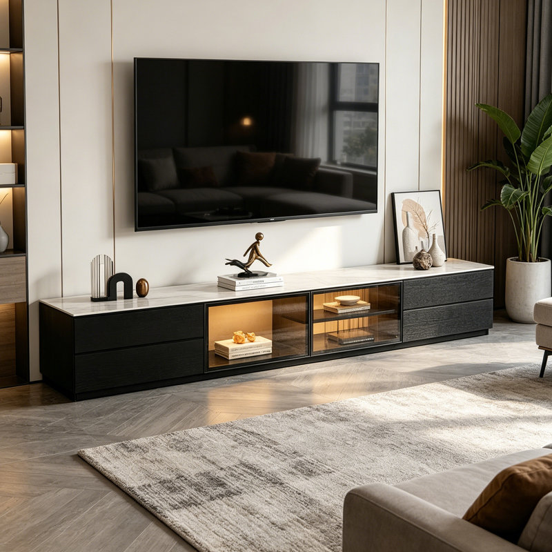 Hyde, 17.71" H x 94.48" L x 15.74" W, White/Black