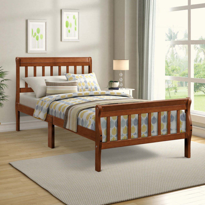 Lit plateforme en bois avec lit plateforme, Noyer