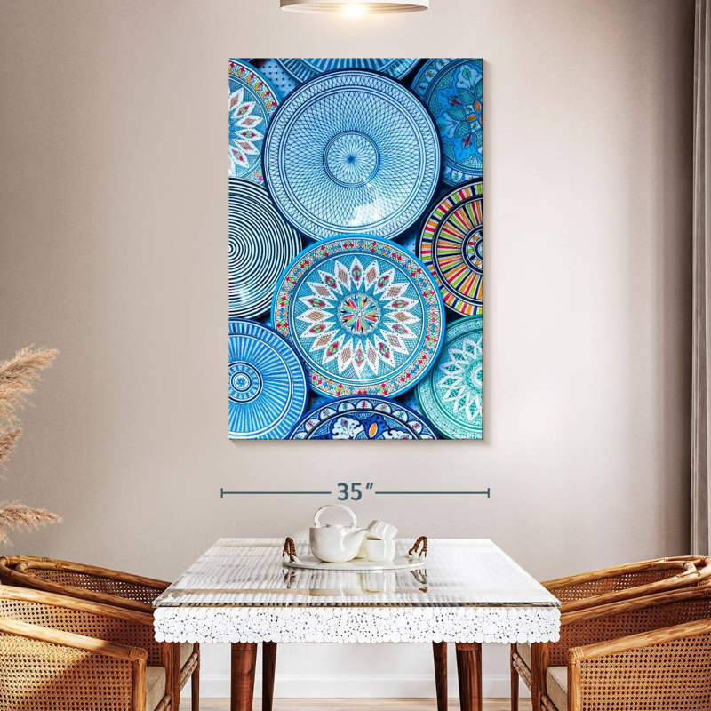 Senne Blue Moroccan Plates, 51" H x 34" W