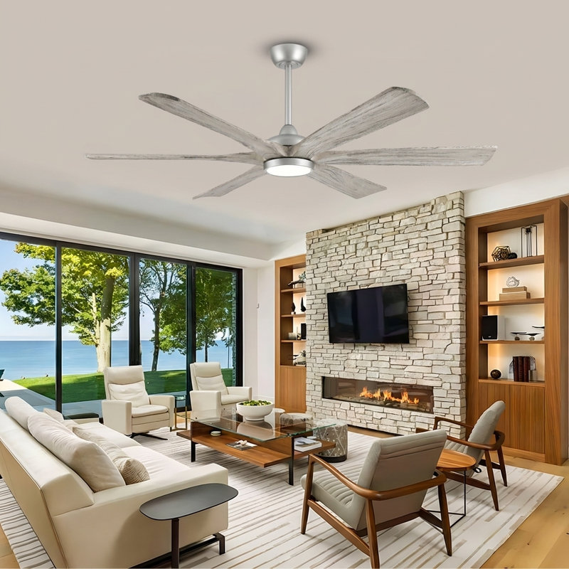 60"/72" Farmhouse Ceiling Fan With Light, Solid Wood Ceiling Fan With Remote & App Control, Quiet Dc Reversible Motor, 6 Speeds, Timer & Memory Function