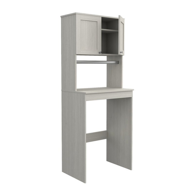 Washed Oak Freestanding Laundry Cabinet with Adjustable Shelving