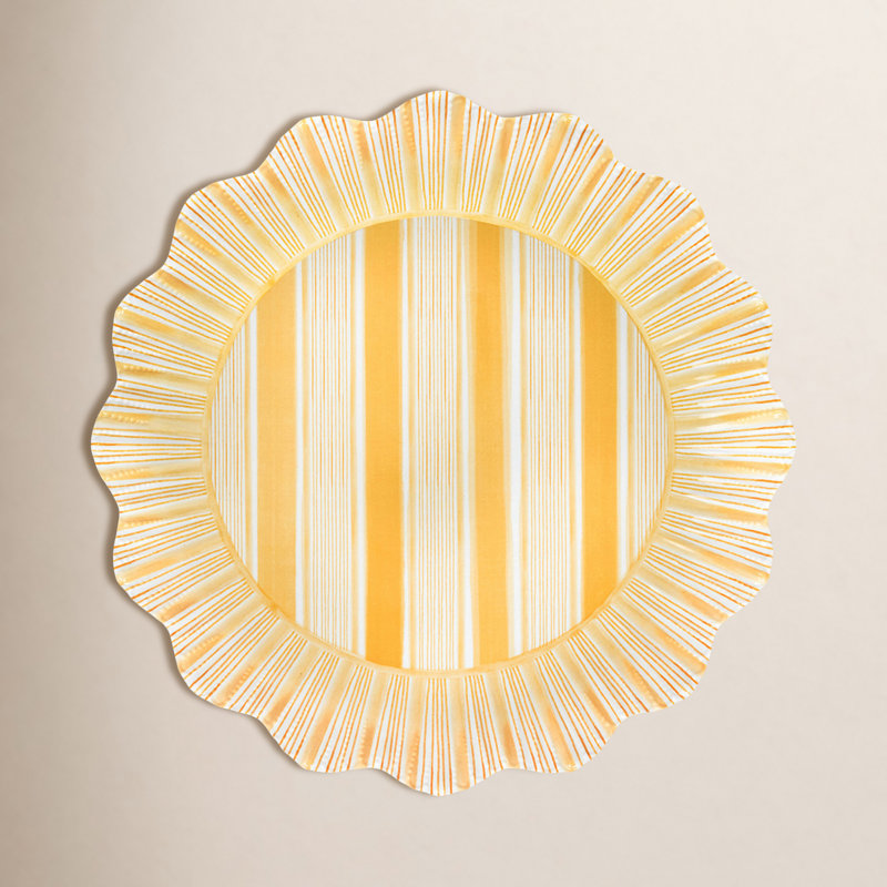 Cabana Stripe Melamine Dinner Plates, Sunshine