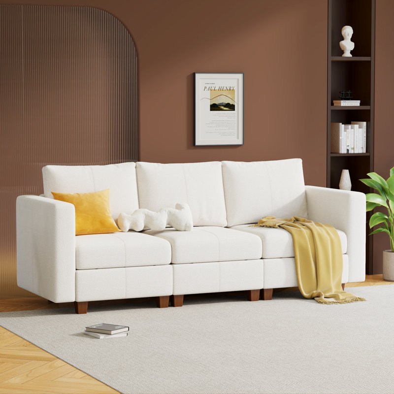 Canapé modulaire modulaire avec rangement MINCETA, Chenille blanche