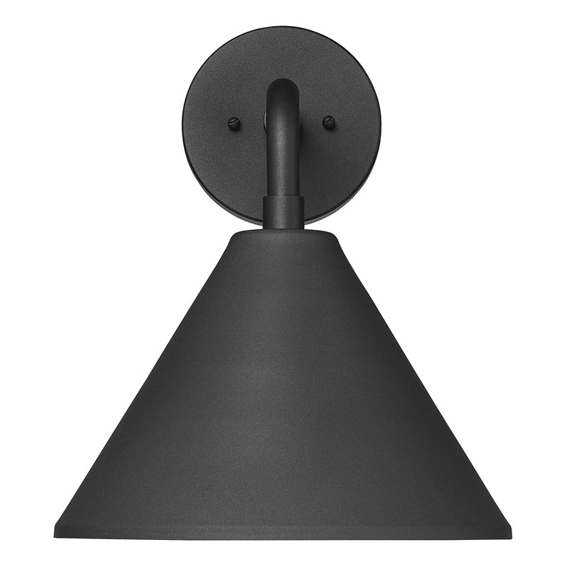Ebern Designs Covington 1 Light Outdoor Wall Sconce in Textured Black with Black Aluminum Shade, 14.89" H x 12" W x 14.22" D