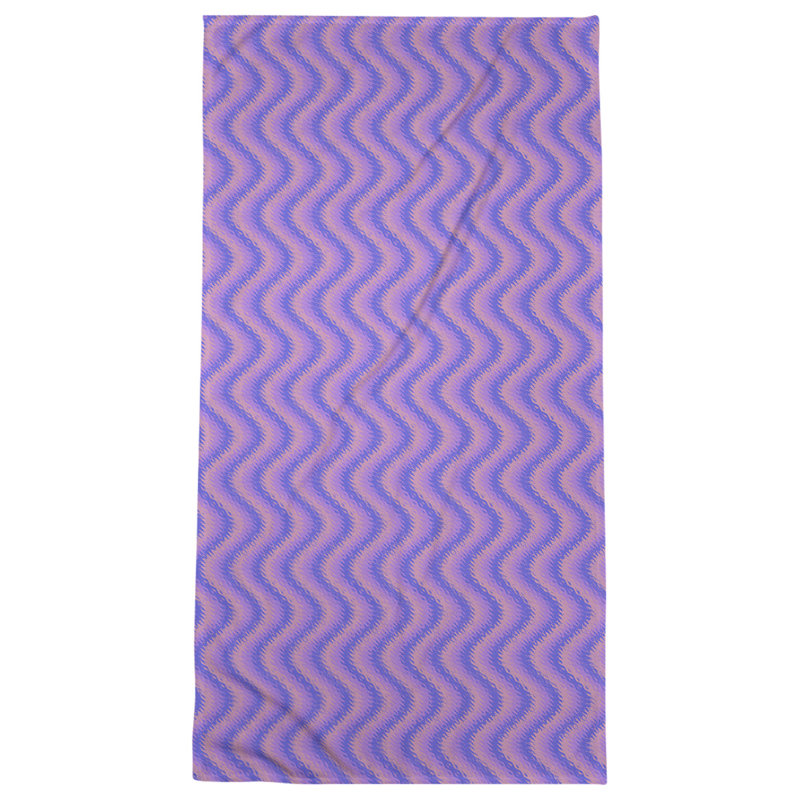 Serviette de plage à rayures ondulées elizabeth katelyn, Rose, bleu et mauve