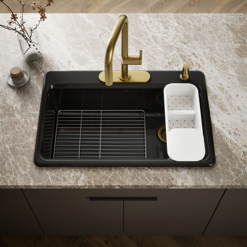 Riverby™ Single-Bowl Top-Mount Kitchen Snk with Accessories, 1 hole, Biscuit