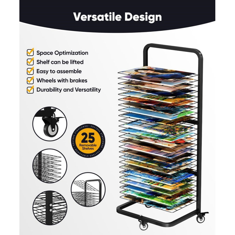 Metro Lane 107cm H Metal Rolling Drying Rack, Black