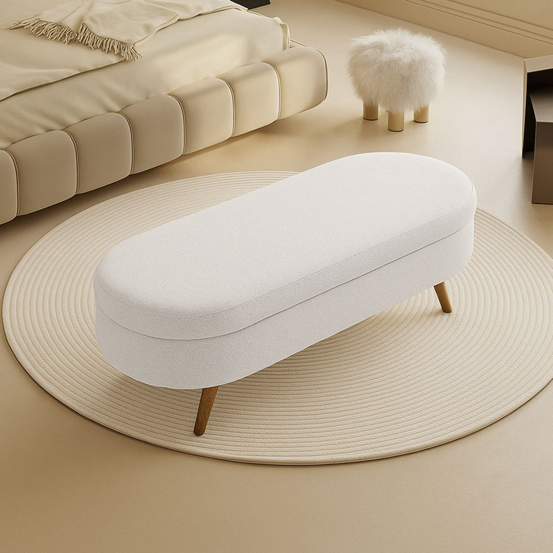 Banc de rangement rembourré Modern, Blanc