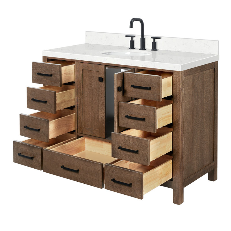Ensemble de meuble-lavabo simple 48 po Amariani, Chêne brun
