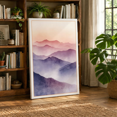 Mountains in Mist Scandinavian - Wrapped Canvas