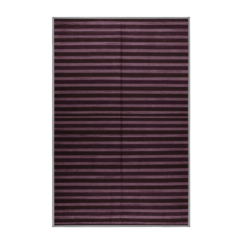 Tapis brun à rayures horizontales lavable à la machine, Rectangle de 5 pi x 8 pi