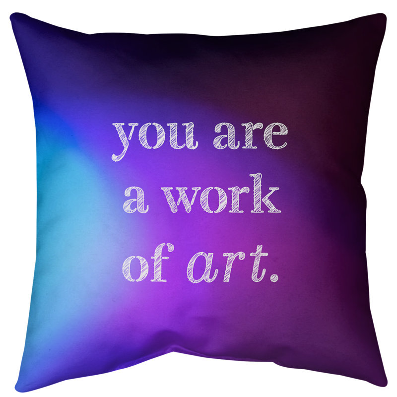 Coussin de sol œuvre d’art, 40 po x 40 po, Bleu / Mauve