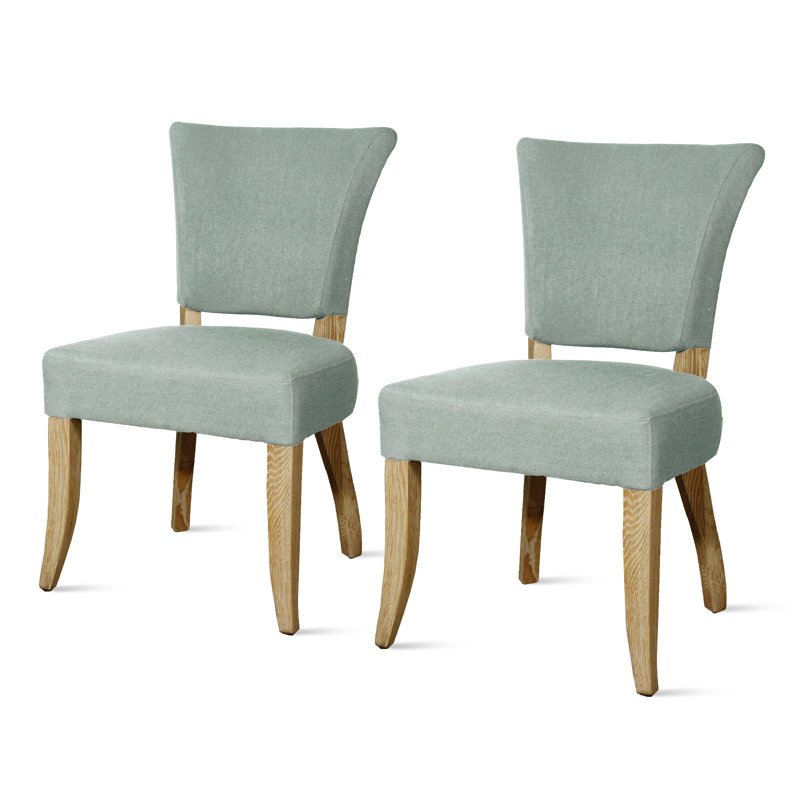 Yokota Upholstered Side Chair, Natural, Soft Blue