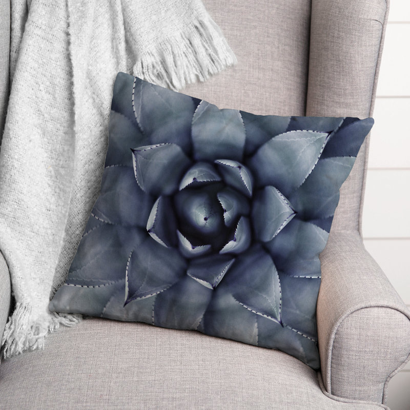 Floral Outdoor Reversible Throw Pillow, Blue