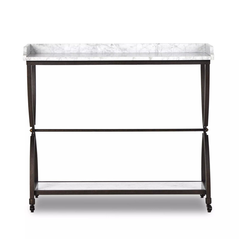 Six Beers 43'' W Console Table, White, Brown