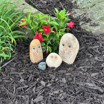 Famille de chouettes des rochers 4 pièces 6 po 8 po 12 po Stone Age Creations