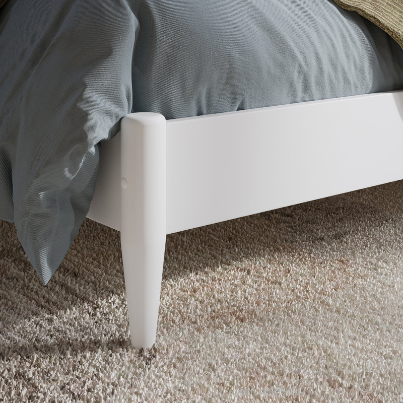 Lit plateforme en bois massif Aritra, Blanc, Double