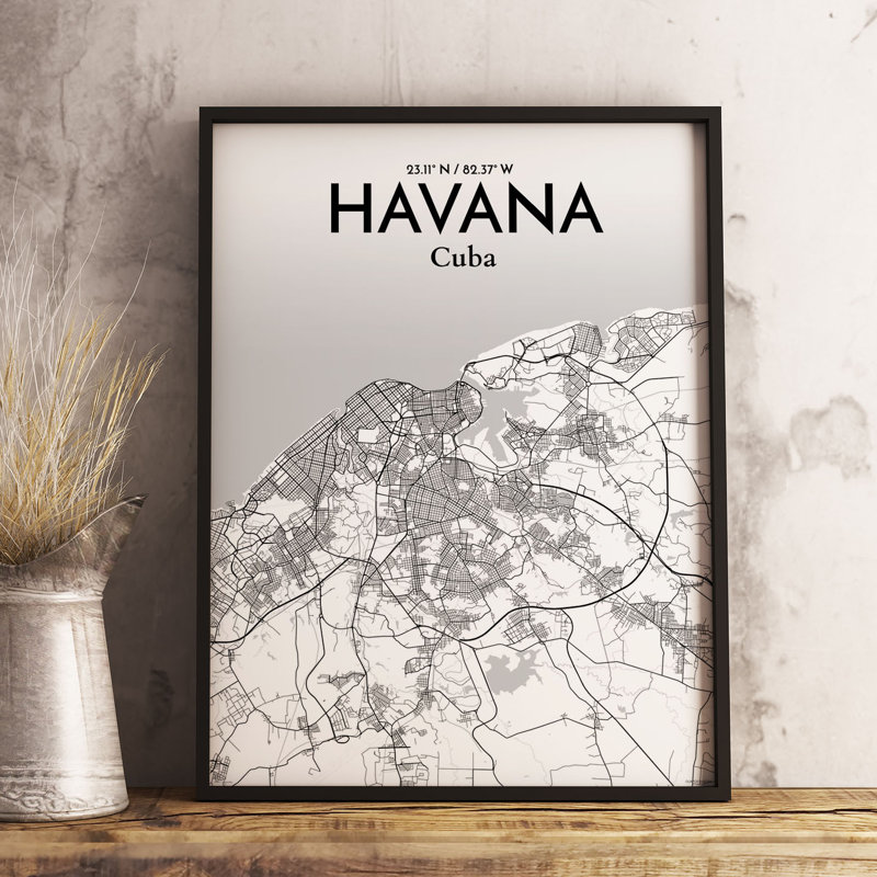 Havana City Map - No Frame Print, 91.4cm H x 61cm W x 0.1cm D