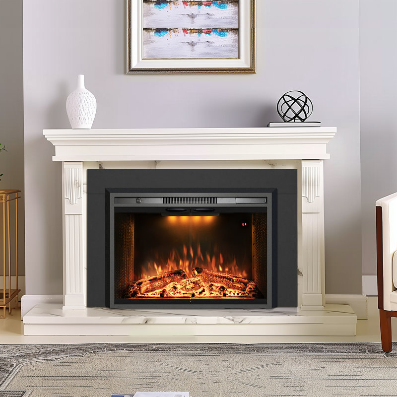 Aadila Electric Fireplace Insert with Trim Kit, 32.11" H x 48.20" W x 8.80" D