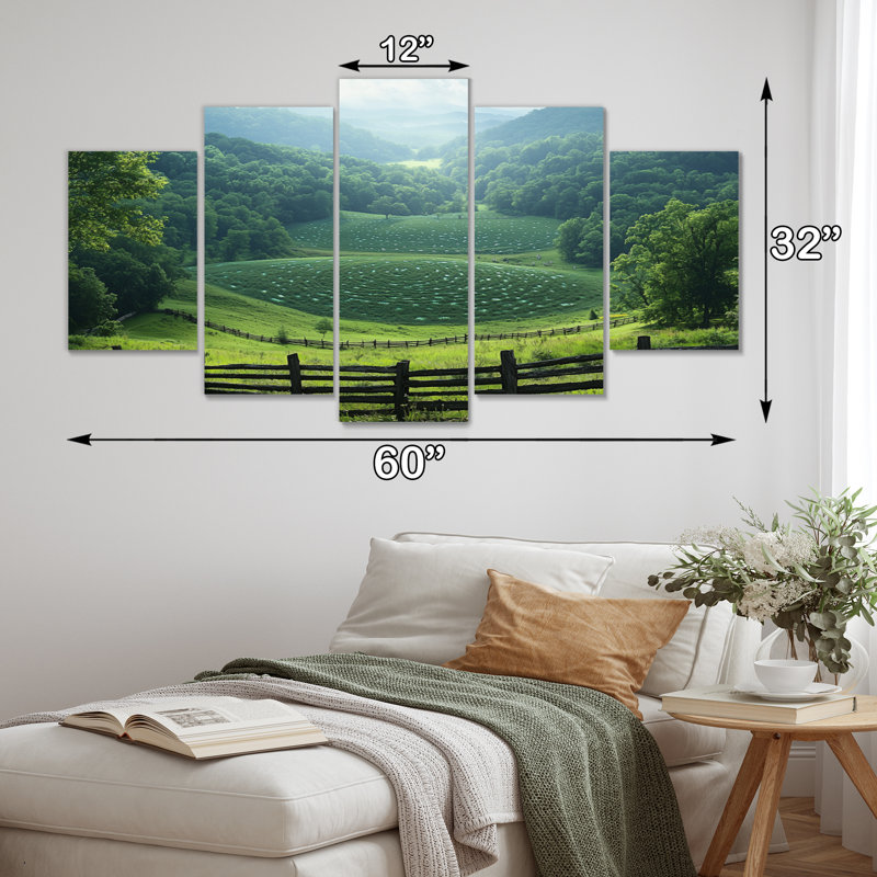 «Green Peaceful Valley III», ensemble d'art mural sur toile