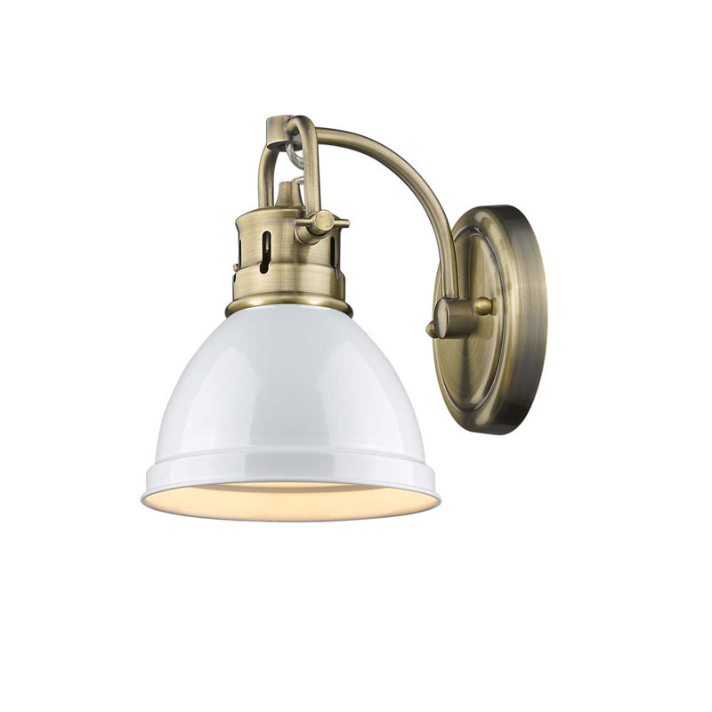 Applique murale 1 lumière Bowdoinham, Laiton vieilli, Blanc