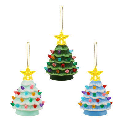 4" Nostalgic Ceramic Lit Tree Ornaments