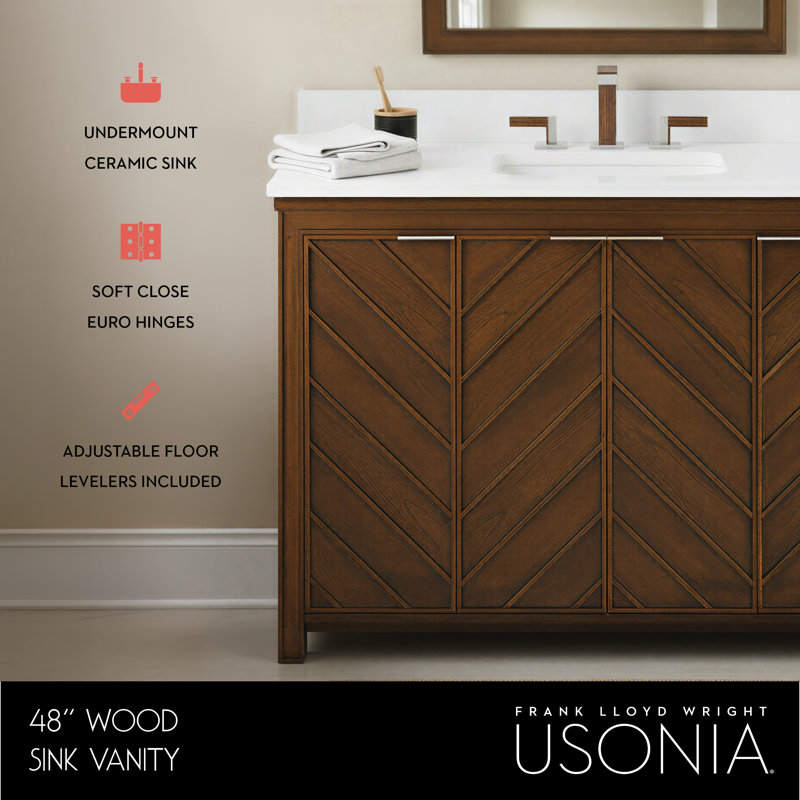 FLW Pregression 36 Wood Sink Vanity, 48