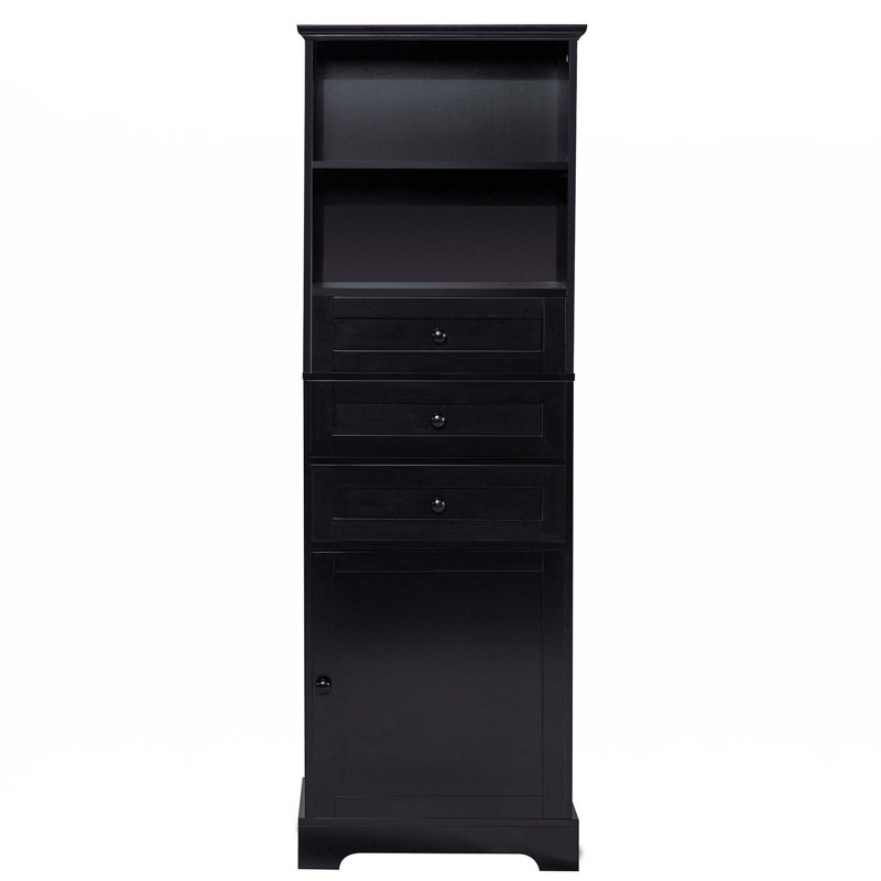 Tall Bathroom Storage Cabinet With Adjustable Shelf, Black