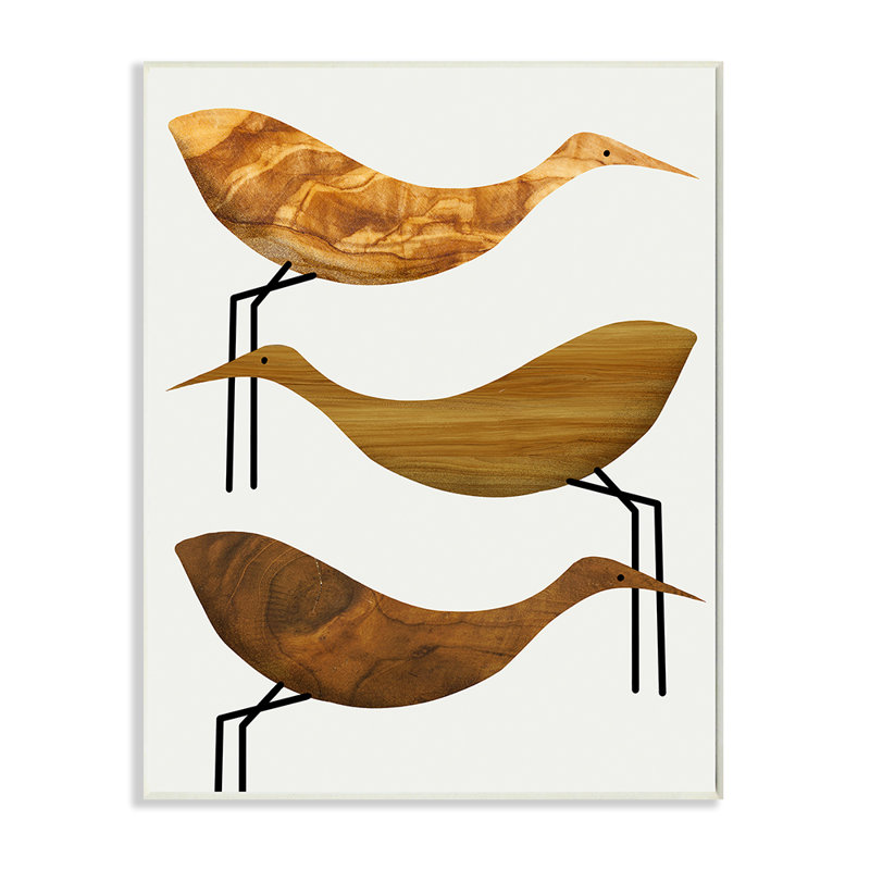 «Abstract Abstract Wood Storks Rustic Birds» par Daphne Polselli, reproduction d'art graphique, Plaque murale